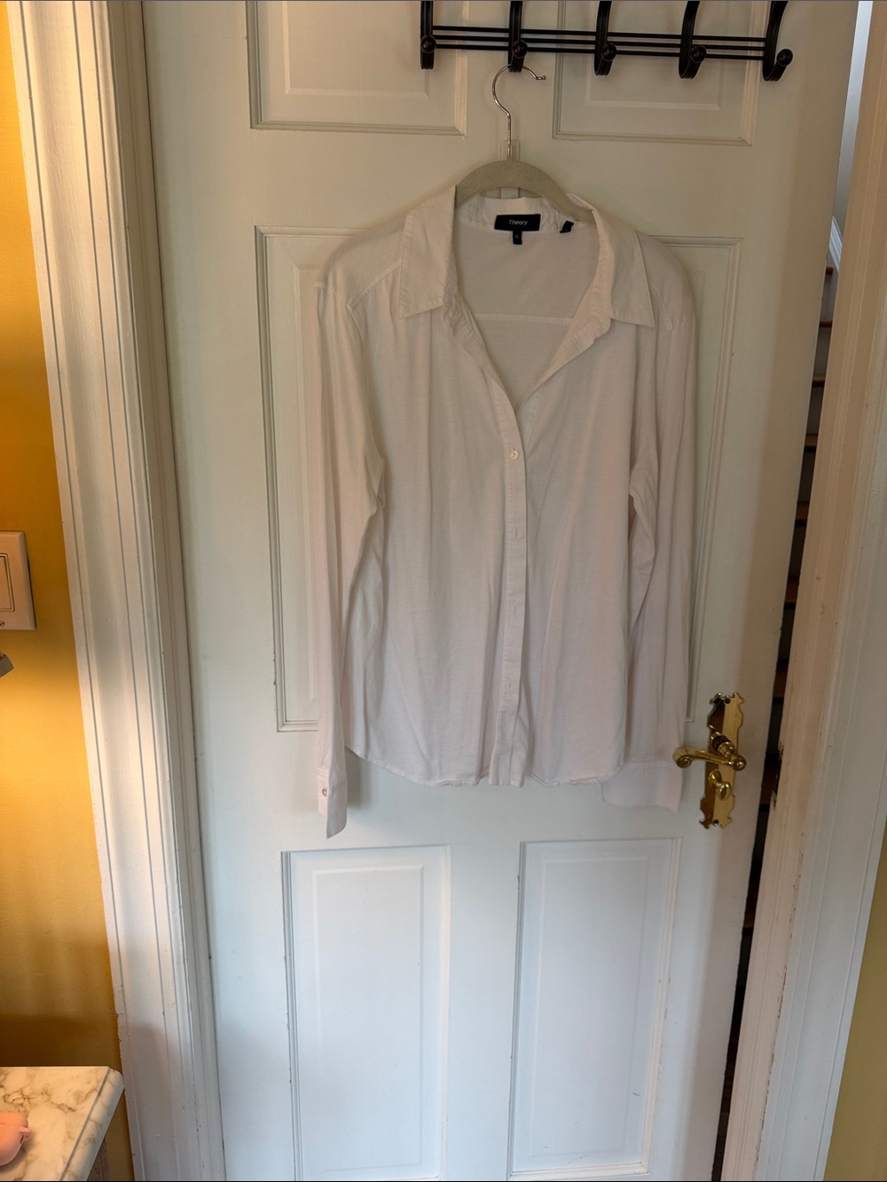 Theory White Long-Sleeve Button-Up Shirt